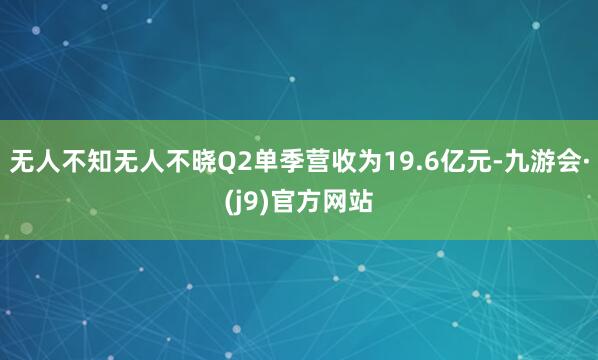 無(wú)人不知無(wú)人不曉Q2單季營(yíng)收為19.6億元-九游會(huì)·(j9)官方網(wǎng)站